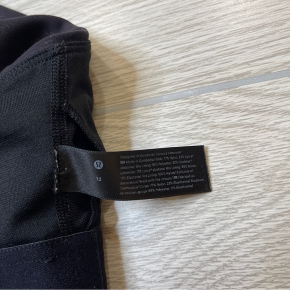 LULULEMON BLACK Invigorate Racerback Training Tank Top Removable Pads size L(12) - Picture 9 of 16